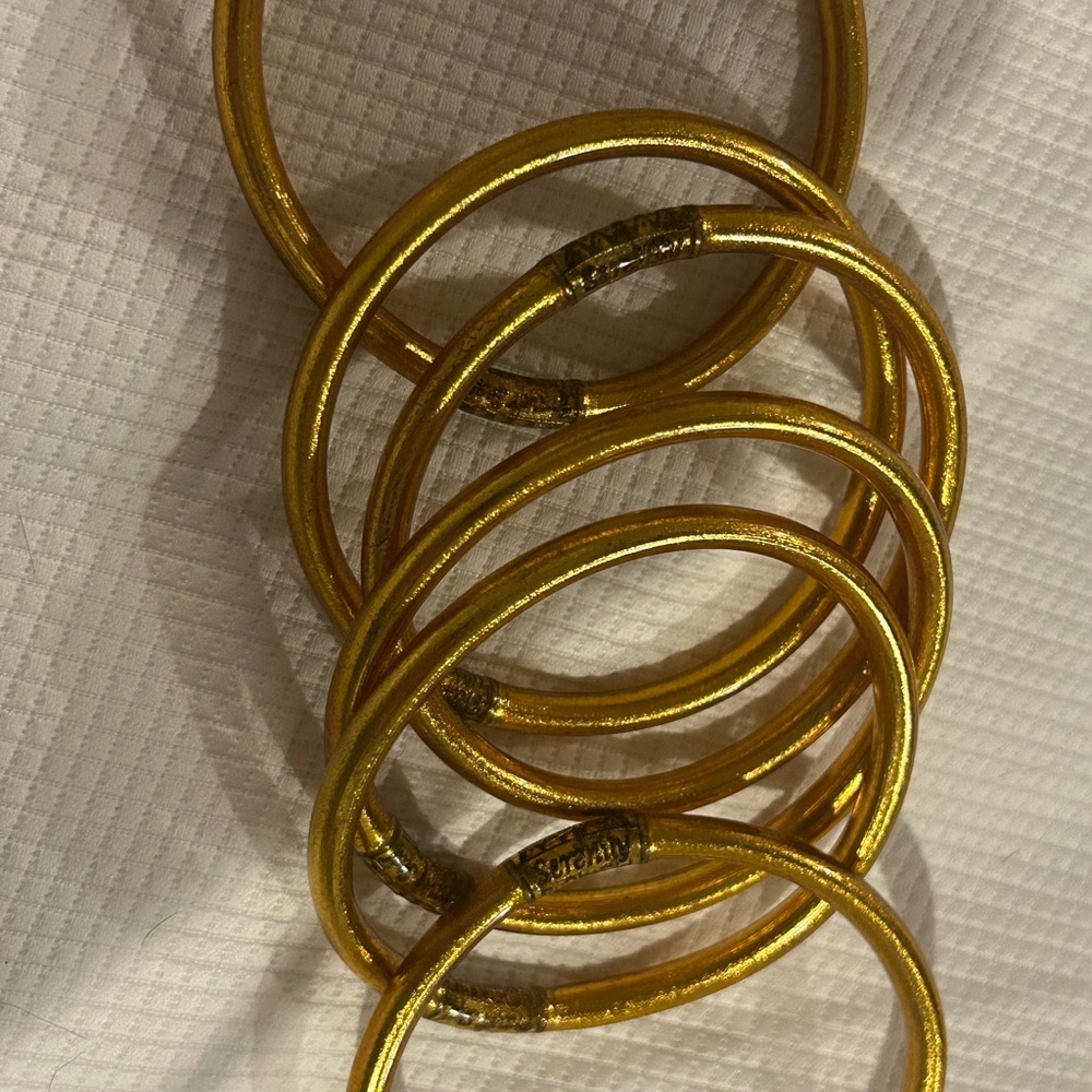 Gold BUHDAGIRL all weather bracelets, set of 6, size medium. - Picture 7 of 8